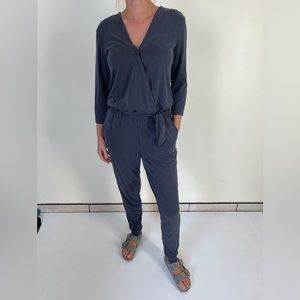LOLE dark charcoal gray jumpsuit size S long sleeve casual soft